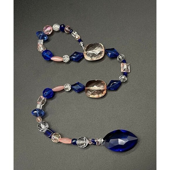 Beaded Suncatcher Pink Blue Crystal Prism Hanging Patio Decor Yard Art Tree - Picture 2 of 10